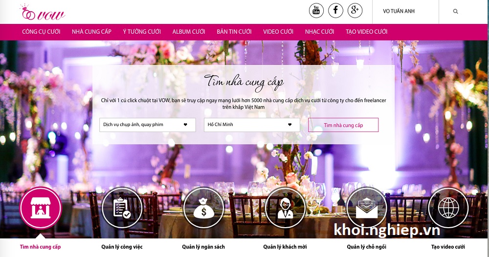 Giao diện website cung cấp dịch vụ cưới hỏi