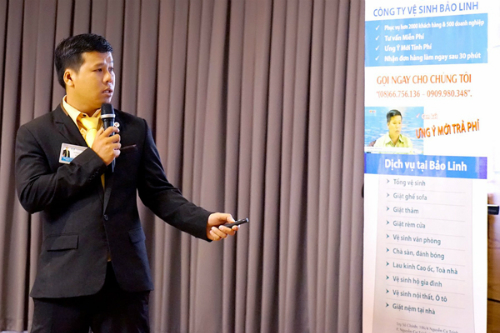 Anh Nguyễn Minh Đoan trong một lần chia sẻ kinh nghiệm về khởi nghiệp.