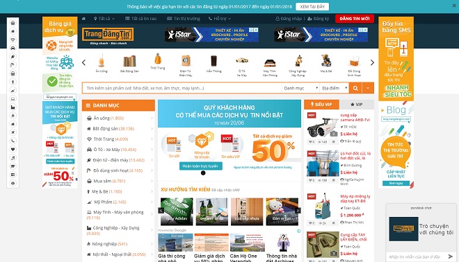 Giao diện trangdangtin.com