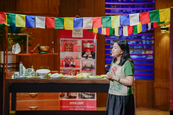 Nhà sáng lập startup nhà hàng chay Pema trong chương trình Shark Tank. 