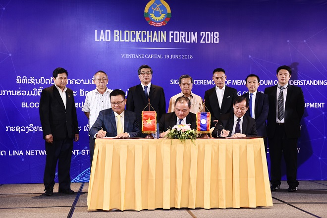 Tháng 6/2018, Lina Network ký kết biên bản hợp tác với Bộ Khoa học và Công nghệ Lào để ứng dụng công nghệ Blockchain vào định danh trong phát triển Chính phủ điện tử.