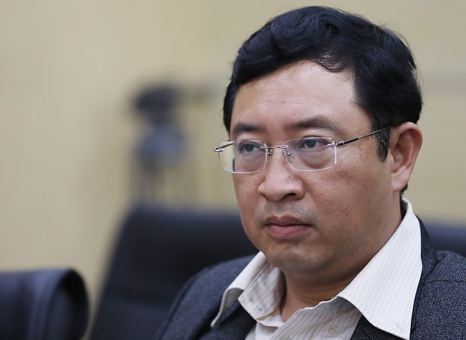 Ông Phạm Hồng Quất - Cục trưởng Cục Phát triển thị trường và doanh nghiệp khoa học và công nghệ chất vấn startup.
