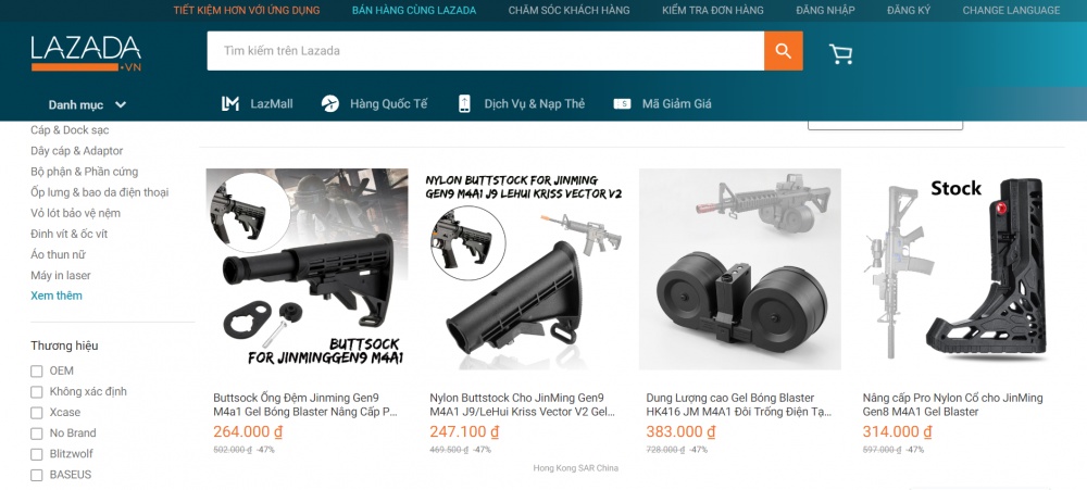 lazada cong khai rao ban linh kien vu khi gay sat thuong