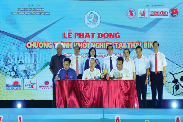 Ký thỏa thuận hợp tác xây dựng hệ sinh thái khởi nghiệp giữa Chương trình khởi nghiệp quốc gia và Hiệp hội doanh nhân trẻ tỉnh Thái Bình 