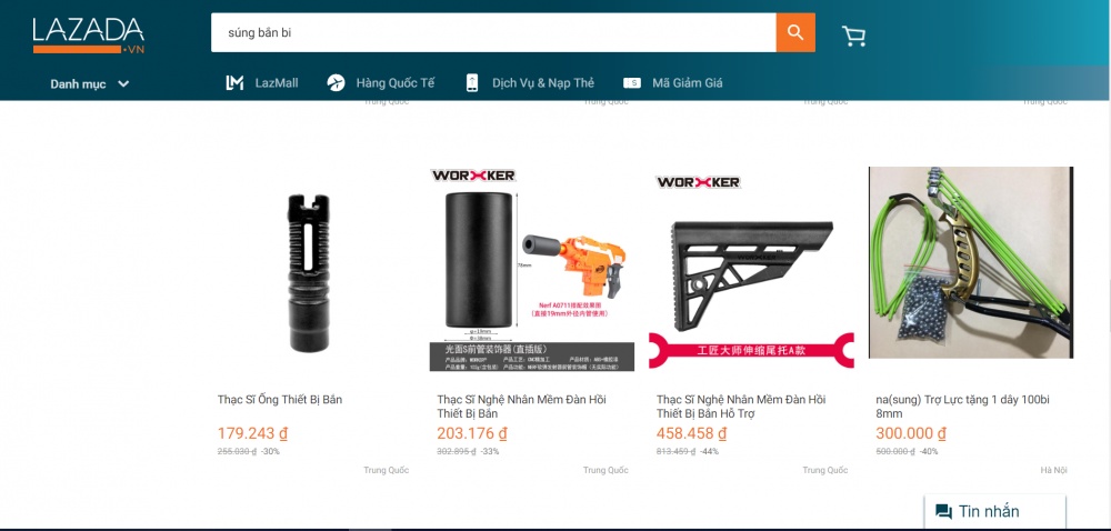lazada cong khai rao ban linh kien vu khi gay sat thuong