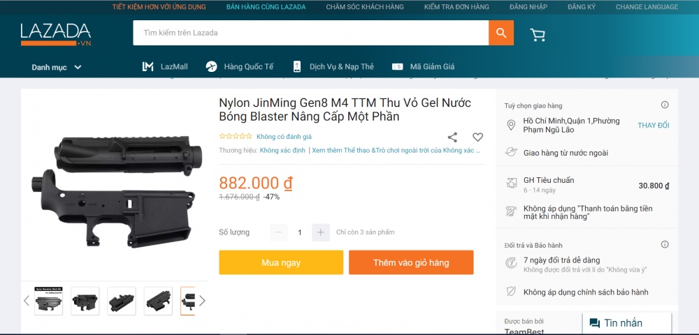 lazada cong khai rao ban linh kien vu khi gay sat thuong