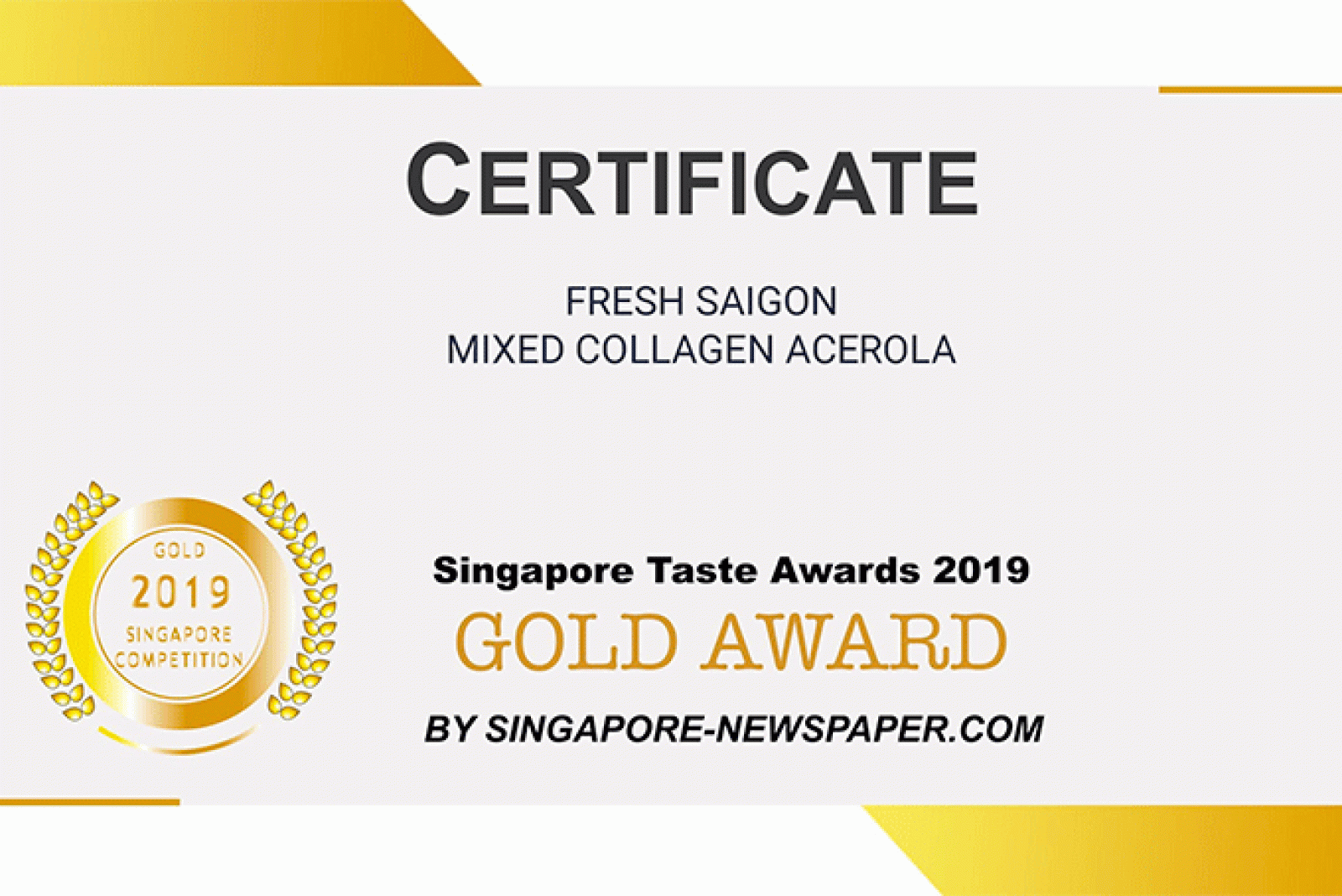 Fresh Saigon nhận giải vàng Singapore Taste Awards 2019.