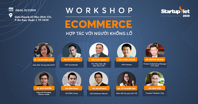 Dàn chuyên gia nhiều năm kinh nghiệm trong lĩnh vực thương mại điện tử tham gia hội thảo. 