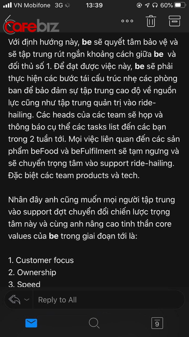 Tin nội bộ cho biết 180 người đã bị cho thôi việc trong lần tái cơ cấu nhân sự lớn nhất của be từ khi thành lập, đại diện doanh nghiệp nói gì? - Ảnh 1. Tin nội bộ cho biết 180 người đã bị cho thôi việc trong lần tái cơ cấu nhân sự lớn nhất của be từ khi thành lập, đại diện doanh nghiệp nói gì? - Ảnh 1.