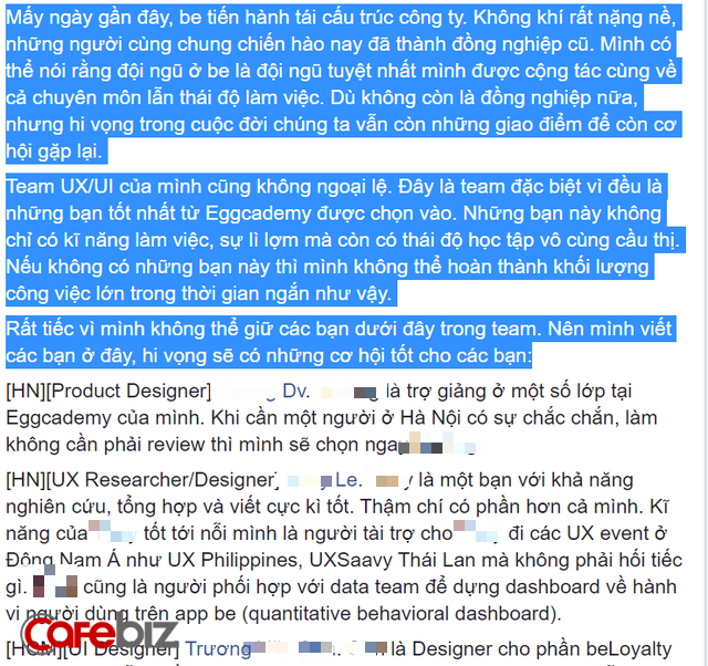 Tin nội bộ cho biết 180 người đã bị cho thôi việc trong lần tái cơ cấu nhân sự lớn nhất của be từ khi thành lập, đại diện doanh nghiệp nói gì? - Ảnh 2. Tin nội bộ cho biết 180 người đã bị cho thôi việc trong lần tái cơ cấu nhân sự lớn nhất của be từ khi thành lập, đại diện doanh nghiệp nói gì? - Ảnh 2.
