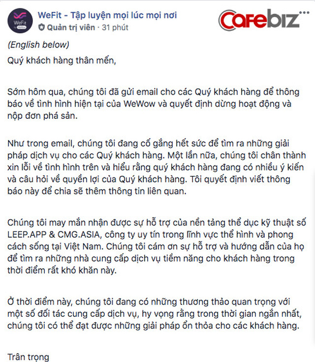 Đại diện WeFit: Một tập đoàn Fitness hàng đầu Việt Nam sẽ đứng ra hỗ trợ khách hàng WeFit, WeJoy - Ảnh 1.